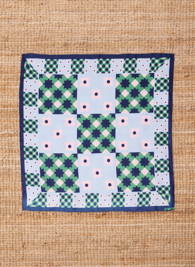 Foulard Frnch Paris Juanillo imprimé vert & bleu
