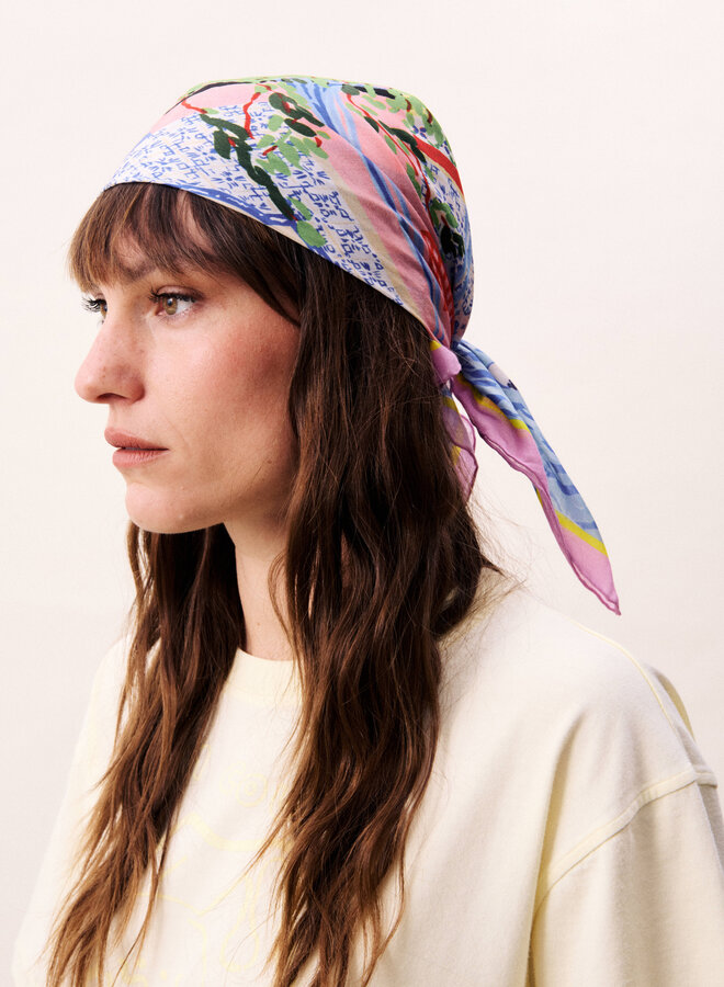 Foulard de cou Frnch Paris carré imprimé bord de l’eau