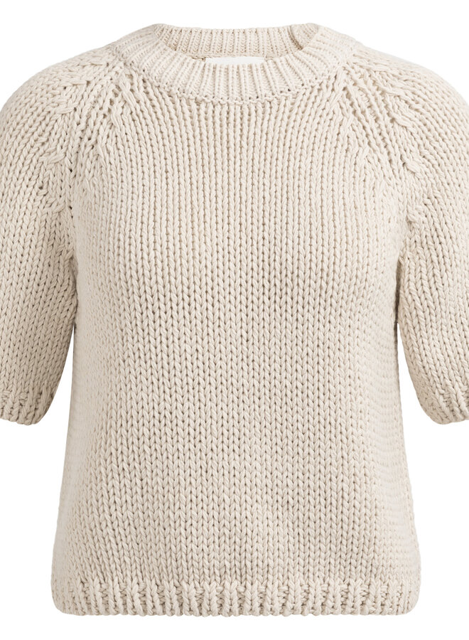 Tricot Yaya à manches raglans courtes beige