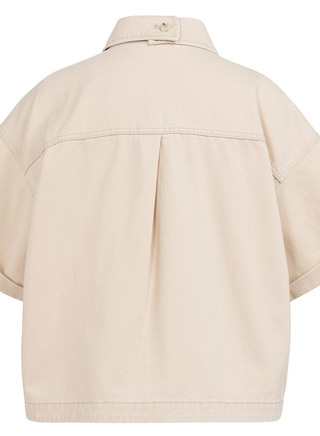 Jacket Yaya en denim ample à manches courtes beige désert