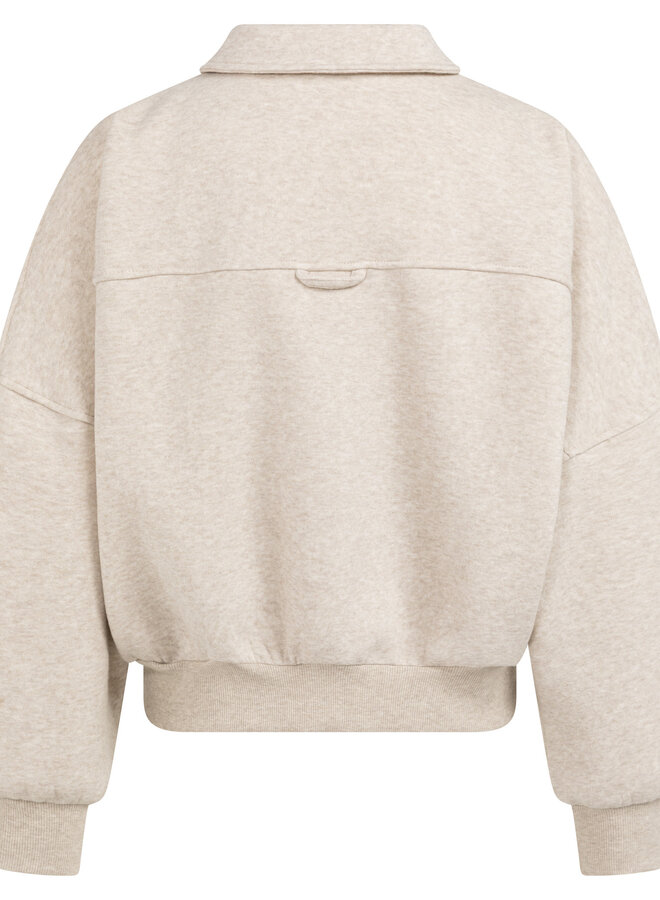 Jacket Yaya molletonné à col classique & zip beige grège mélange