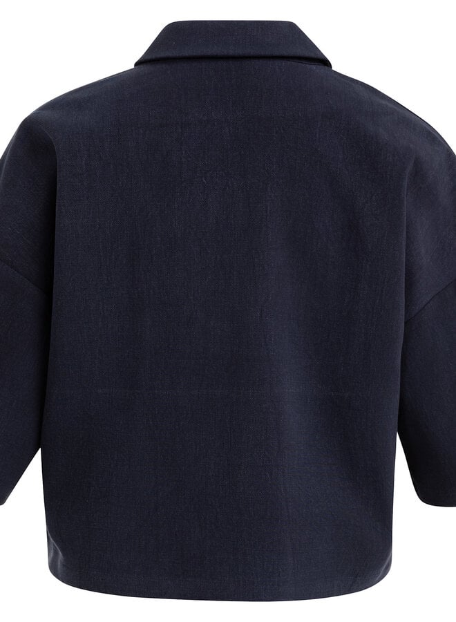 Haut Yaya à col classique à zip bleu marine