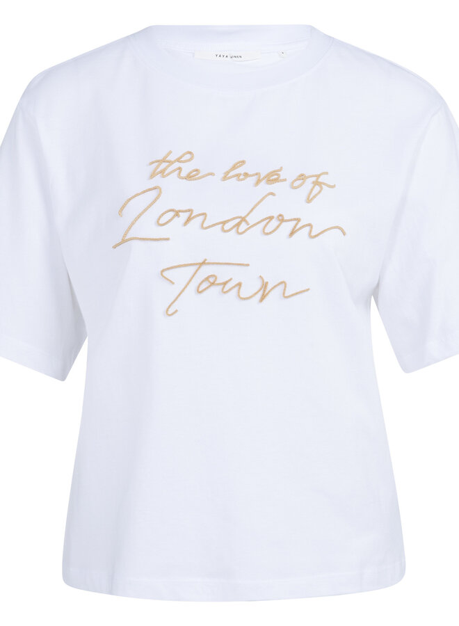 T-shirt Yaya blanc « The Love of London town » jaune
