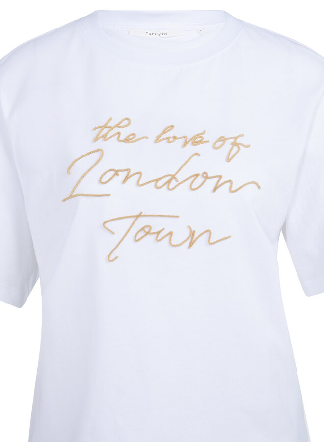 T-shirt Yaya blanc « The Love of London town » jaune
