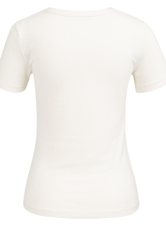 T-shirt Yaya à col rond dégagé écru