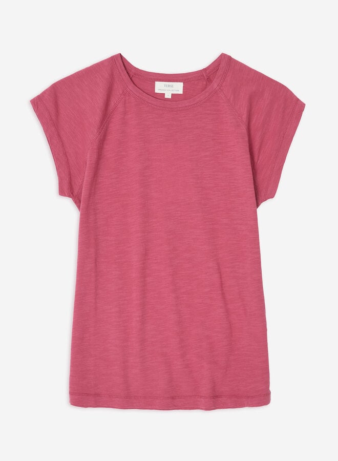 T-shirt Yerse O-Avoca à manches raglans rouge framboise