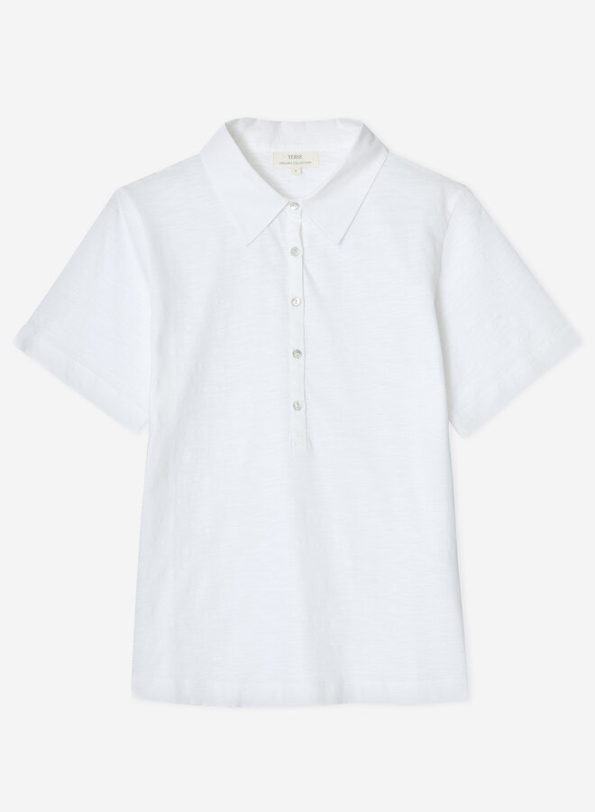 T-shirt Yerse Agata à col polo blanc