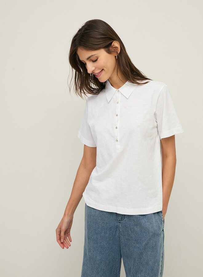 T-shirt Yerse Agata à col polo blanc