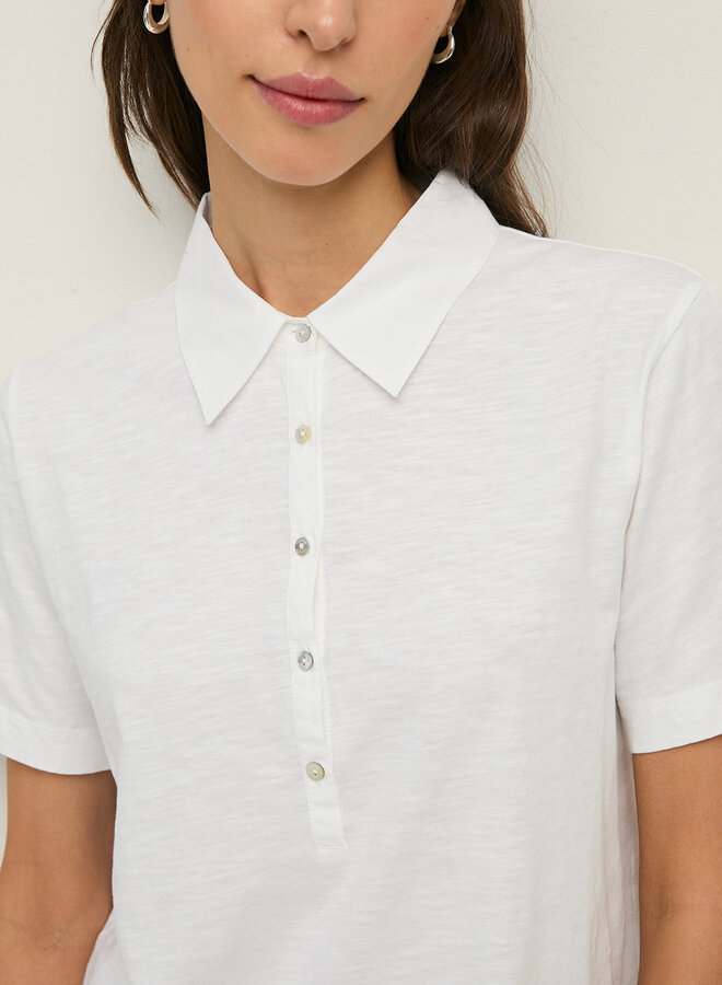 T-shirt Yerse Agata à col polo blanc