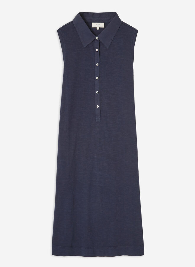 Robe Yerse Agata à col polo sans manches bleu marine