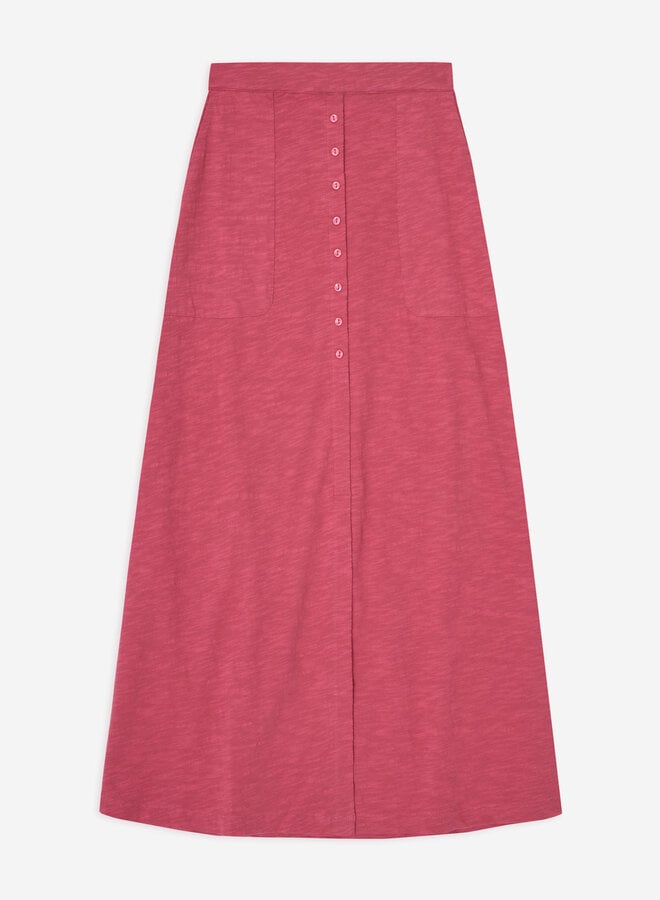 Jupe Yerse Claudie à taille élastique rouge framboise
