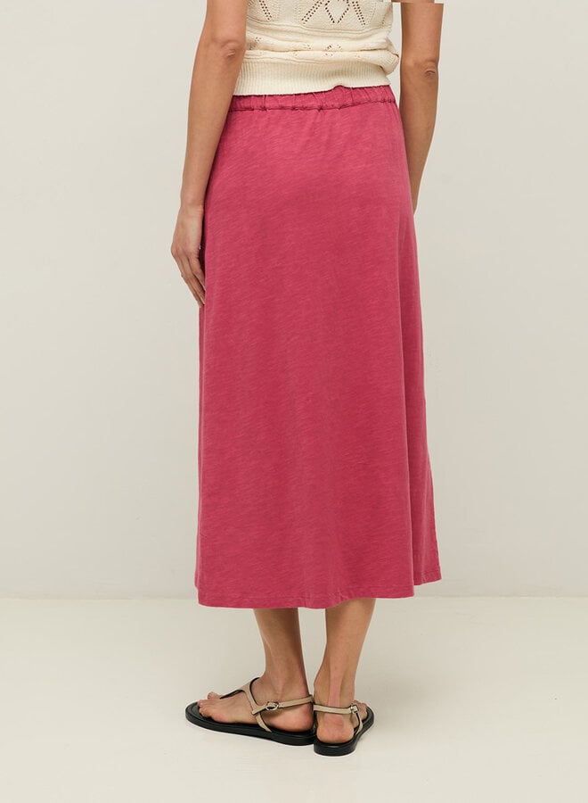 Jupe Yerse Claudie à taille élastique rouge framboise