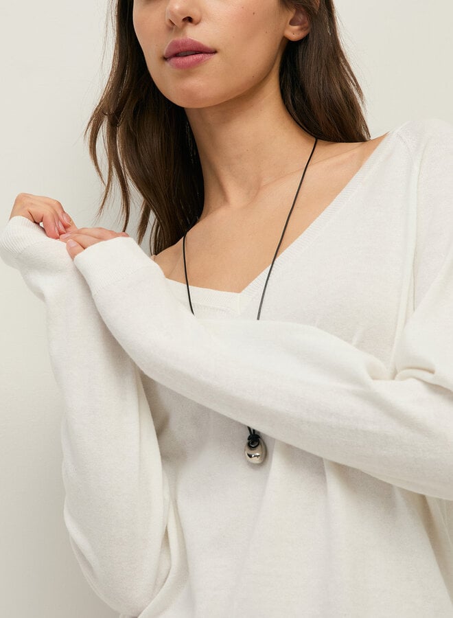 Tricot Yerse O-Clara à col V blanc