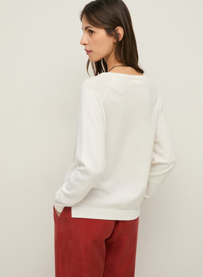 Tricot Yerse O-Clara à col V blanc