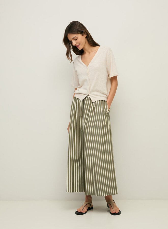 Cardigan Yerse Flax à manches courtes à col V boutonné écru mélange