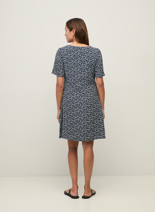 Robe Yerse Ipanema à col V & manches courtes bleu marine imprimée