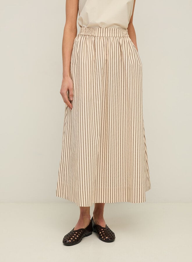 Jupe longue Yerse Maggie écrue rayée brune