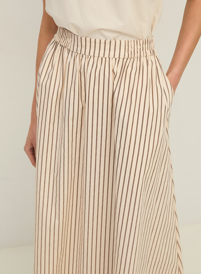 Jupe longue Yerse Maggie écrue rayée brune