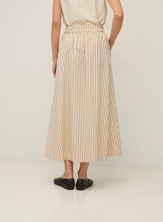 Jupe longue Yerse Maggie écrue rayée brune