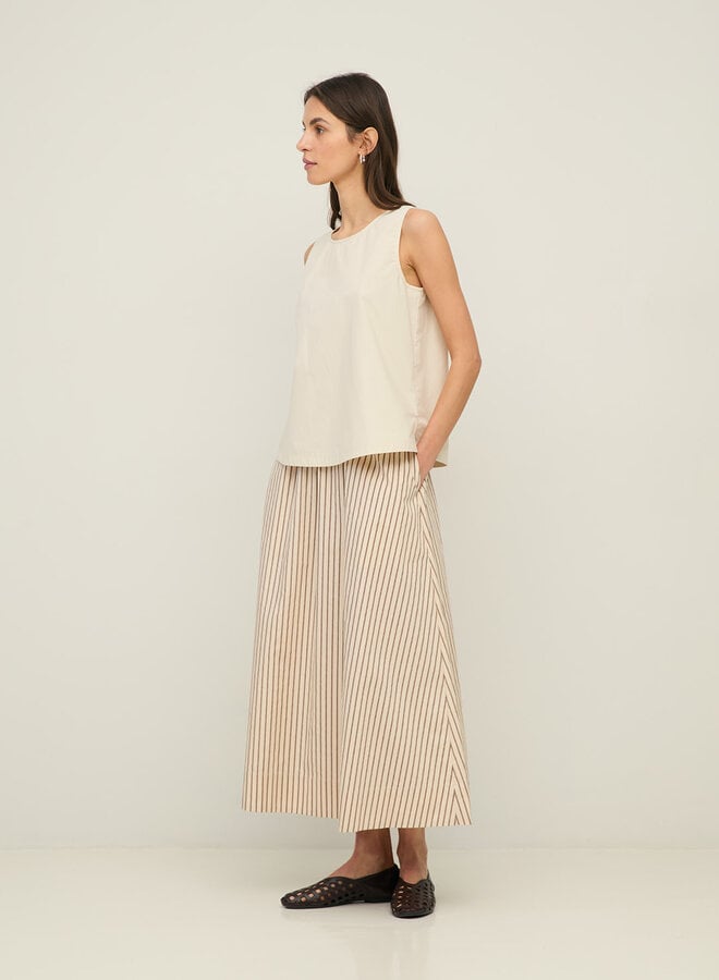 Jupe longue Yerse Maggie écrue rayée brune