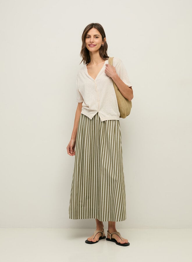 Jupe longue Yerse Maggie rayée vert olive & écrue