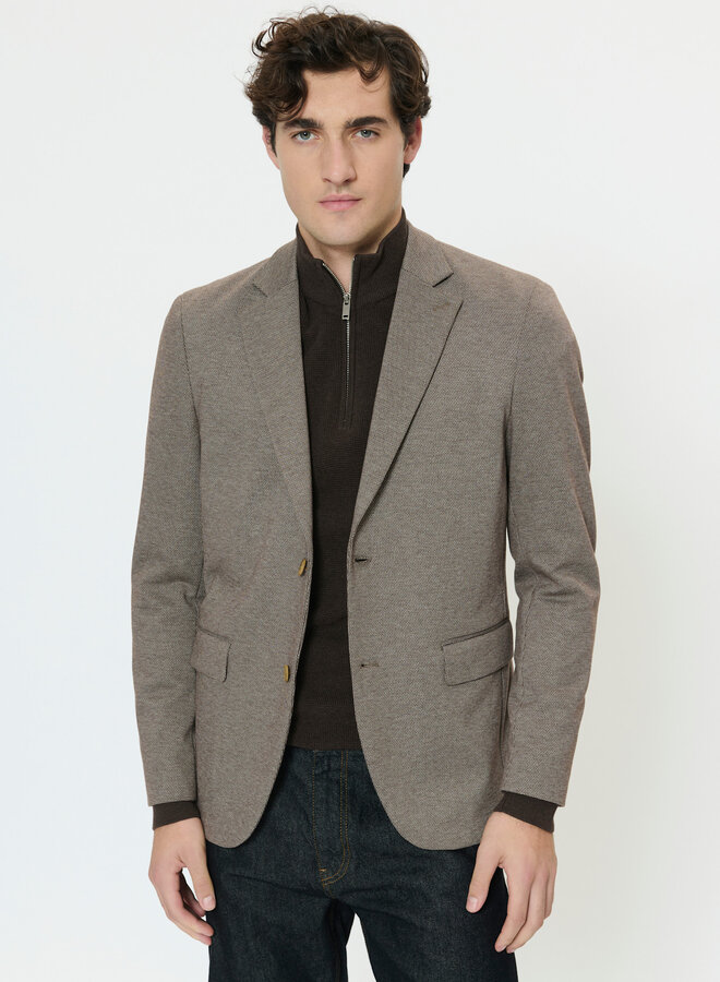 Veston Matinique Charles en jersey tissé panier beige caribou & brun