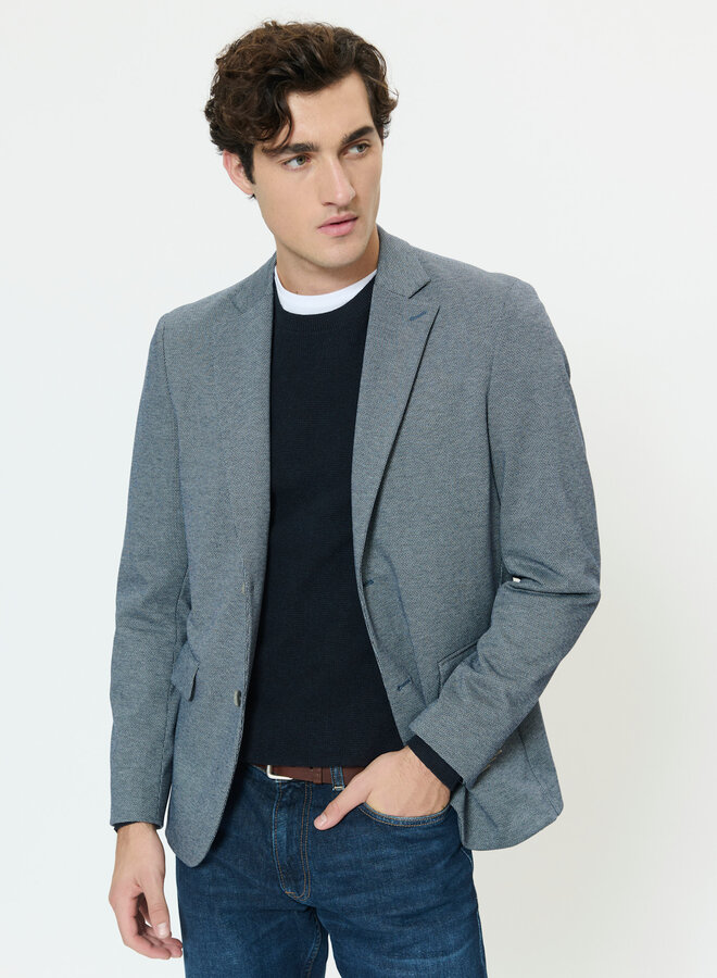 Veston Matinique Charles en jersey tissé panier bleu marine