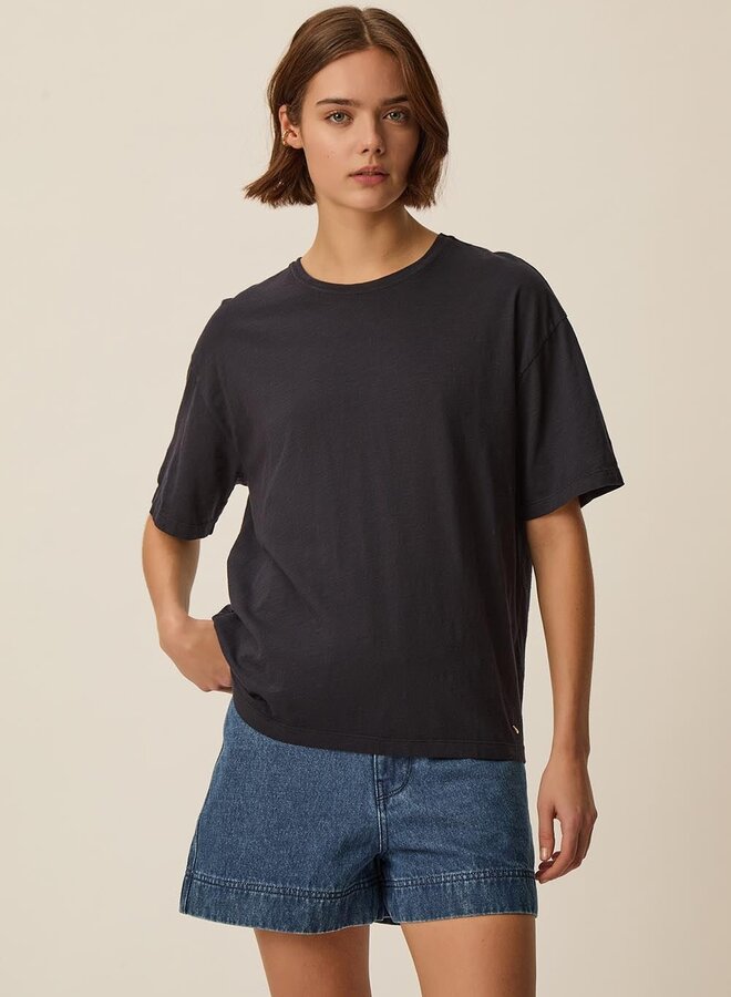 T-shirt Des Petits Hauts Zaela en coton flammé bleu marine