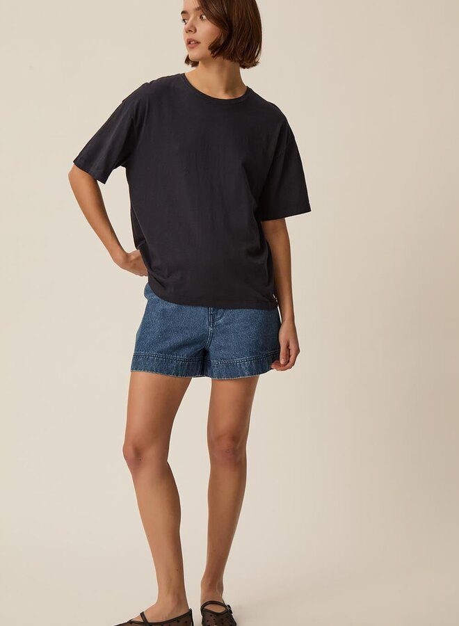 T-shirt Des Petits Hauts Zaela en coton flammé bleu marine