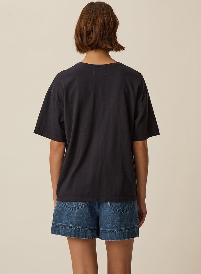 T-shirt Des Petits Hauts Zaela en coton flammé bleu marine