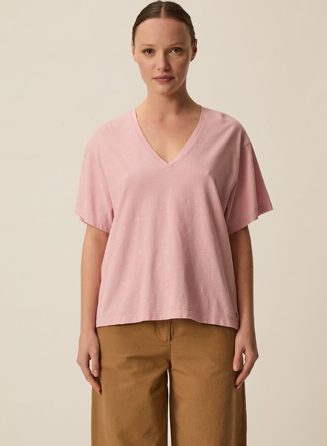 T-shirt Des Petits Hauts Zae à col V rose