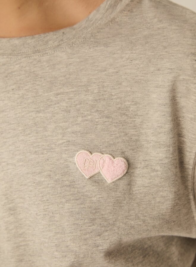 T-shirt Des Petits Hauts Jerry gris mélange avec coeur rose
