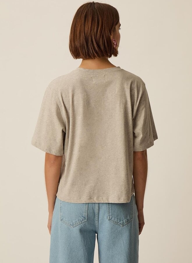 T-shirt Des Petits Hauts Jerry gris mélange avec coeur rose