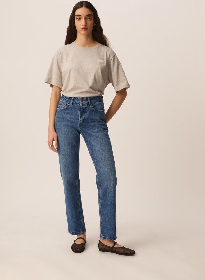 T-shirt Des Petits Hauts Jerry gris mélange avec coeur rose