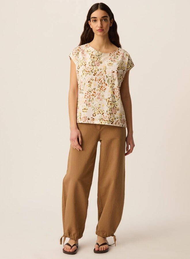 T-shirt Des Petits Hauts Kalabs fleuri verveine jaune ocre, vert multi