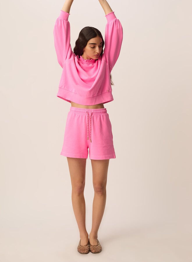 Chandail Des Petits Hauts Yaelle sweat à col montant frisotté rose gomme