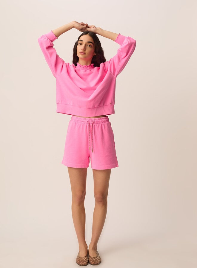 Chandail Des Petits Hauts Yaelle sweat à col montant frisotté rose gomme