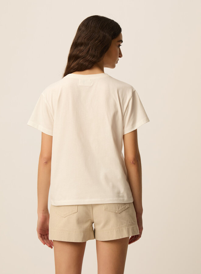 T-shirt Des Petits Hauts écru avec crabe rouge homard