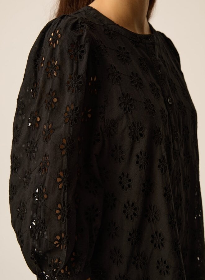 Robe Des Petits Hauts Sophocle à broderies anglaises noire
