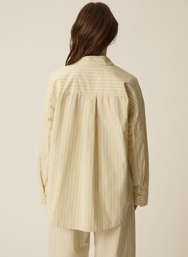 Chemise Des Petits Hauts Totoro jaune beurre rayée bleu ciel