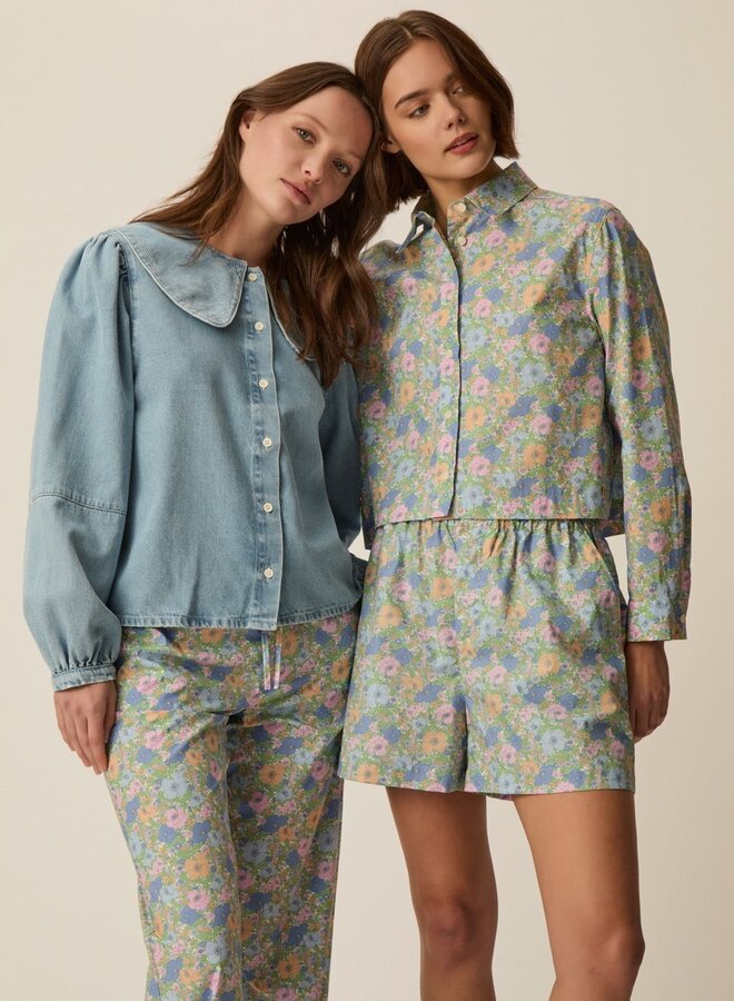 Chemise Des Petits Hauts Umalya fleurie Liberty rose, vert & bleu multi