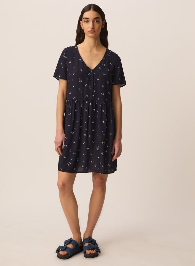 Robe Des Petits Hauts Elarya bleu marine imprimée myrtilles