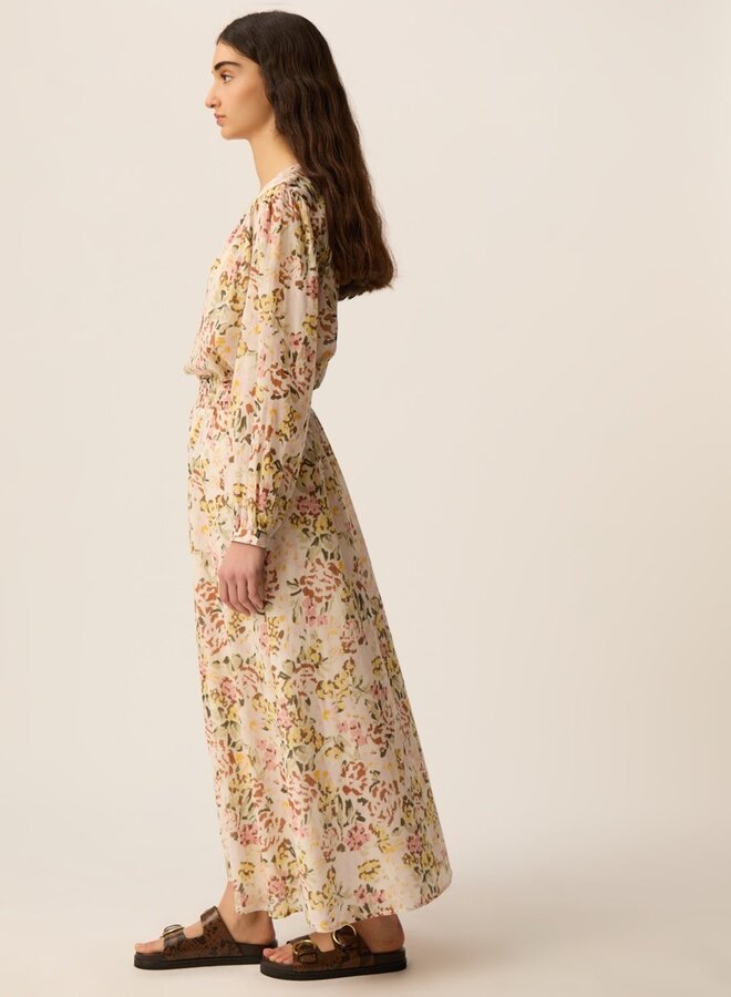 Blouse Des Petits Hauts Roxane imprimée verveine jaune ocre, rose & vert multi