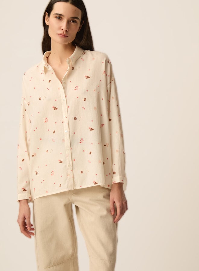 Chemise Des Petits Hauts Sparky écrue à col classique à petits imprimés Crabbie rouge homard