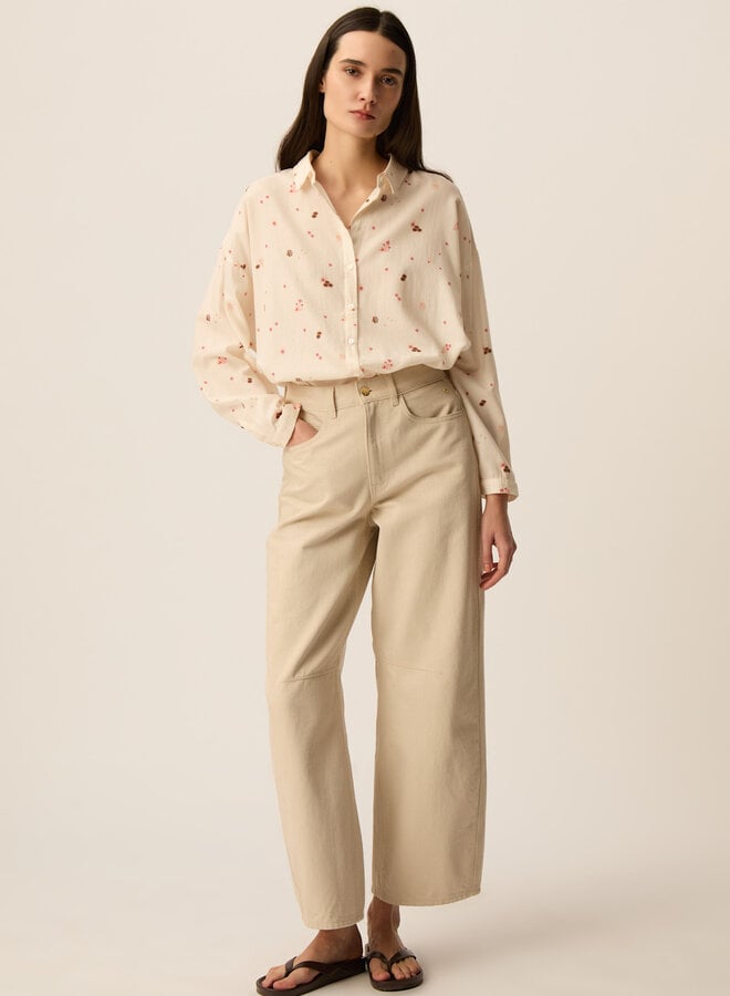 Chemise Des Petits Hauts Sparky écrue à col classique à petits imprimés Crabbie rouge homard