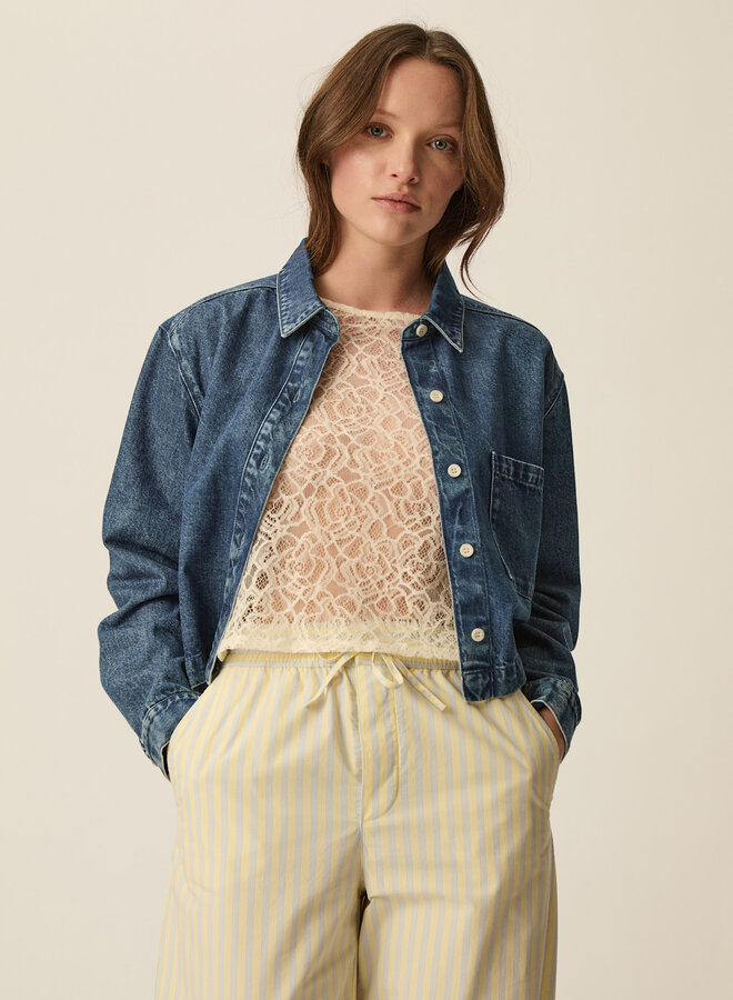 Jacket Des Petits Hauts Lazare en denim bleu foncé