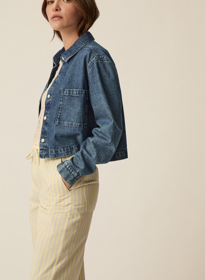 Jacket Des Petits Hauts Lazare en denim bleu foncé