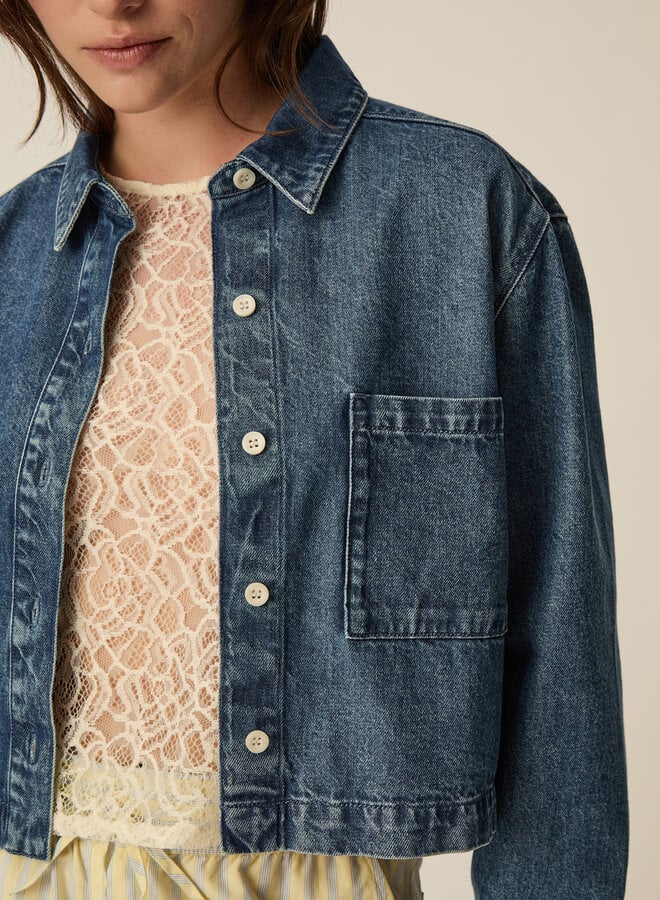 Jacket Des Petits Hauts Lazare en denim bleu foncé