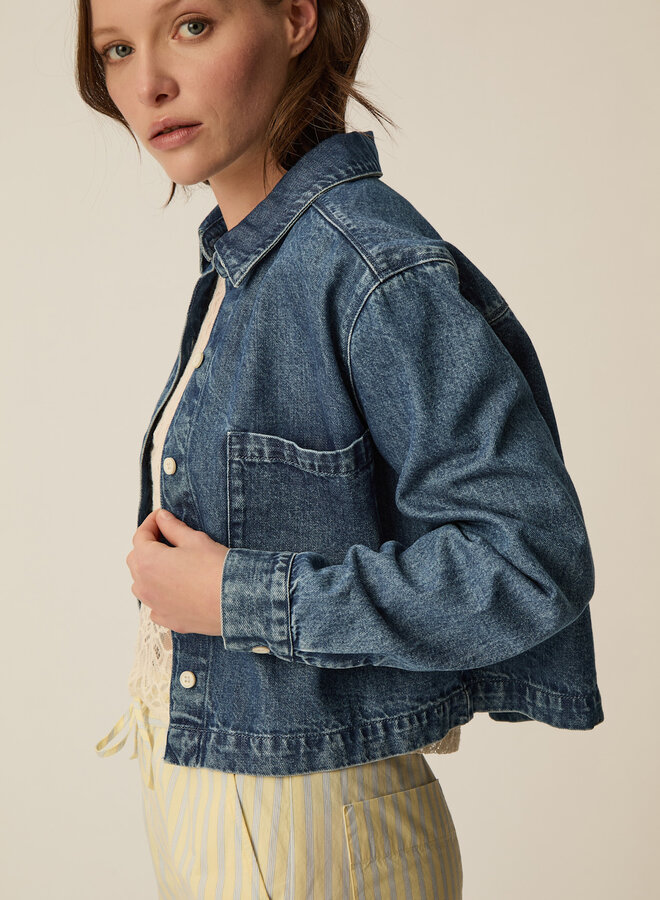 Jacket Des Petits Hauts Lazare en denim bleu foncé