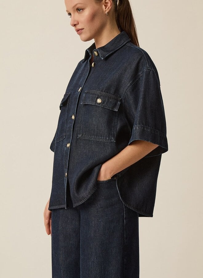 Chemise Des Petits Hauts Loice en denim foncé